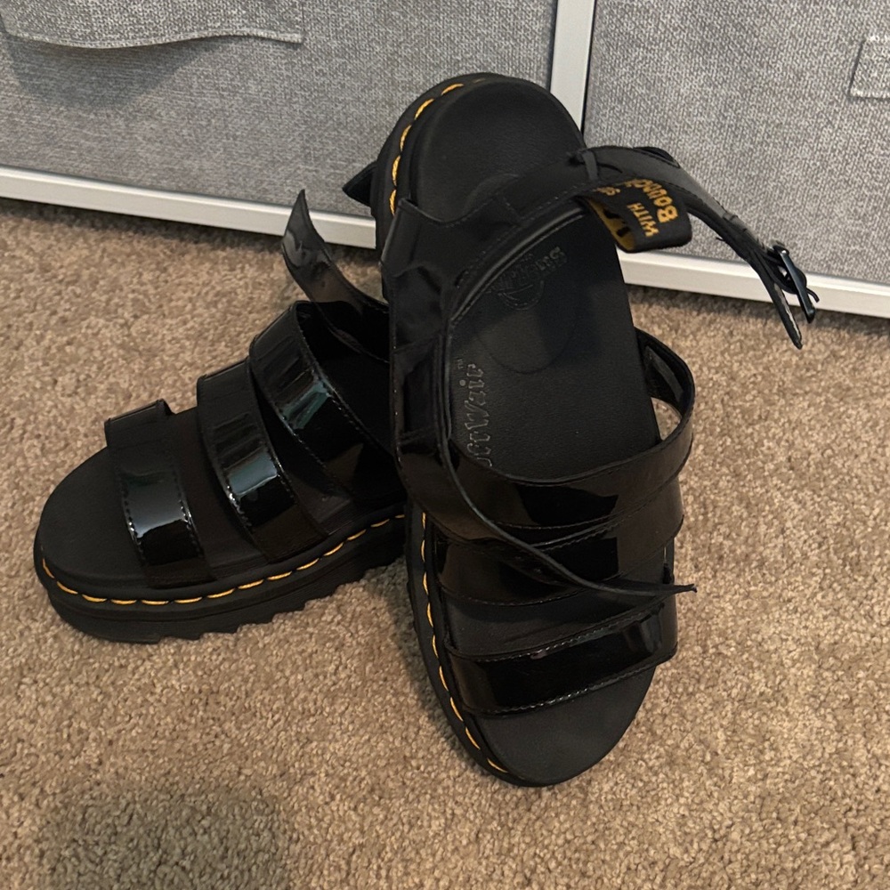 Dr. Martens Black Patent Sandals